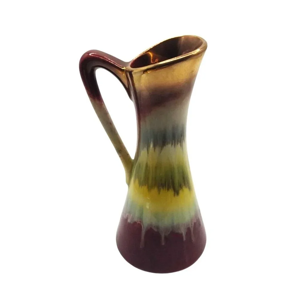 Scheurich West German Mid Century Modern Drip Glaze Ceramic Pitcher Vase - Picture 4 of 11